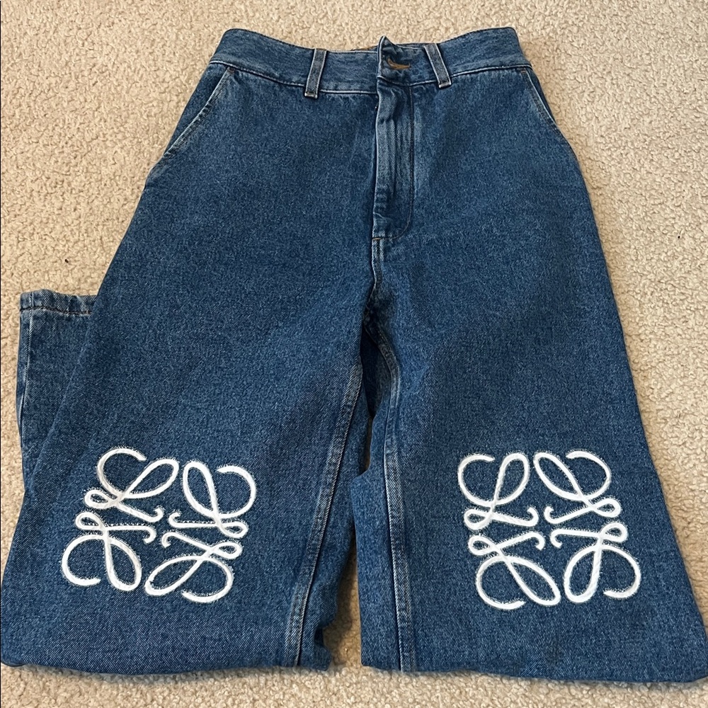 Loewe Blue Wide-Leg Embroidered Jeans - Picture 6 of 8